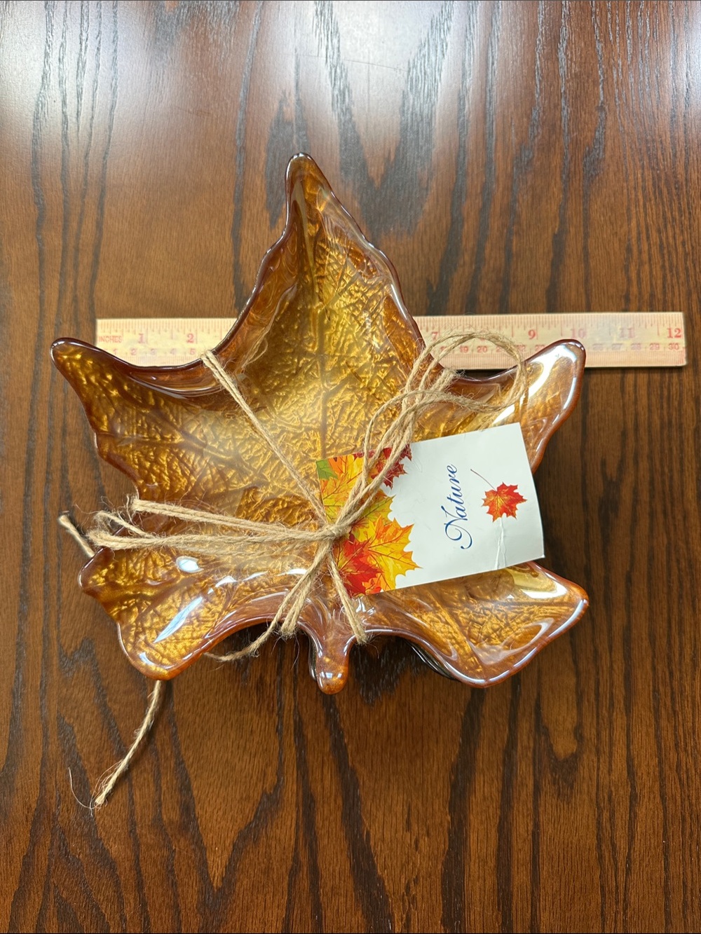 Amber Leaf-Shaped Decorative Bowl -